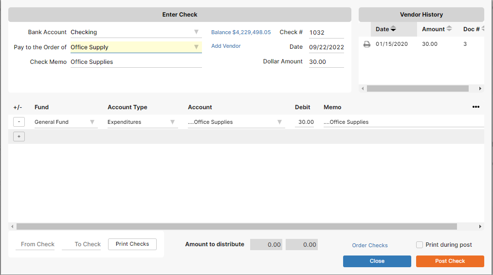 screenshot of changes to IconCMO check writing window screenshot of changes to IconCMO check writing window