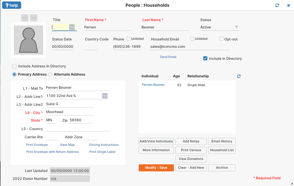Screenshot of IconCMO household form single label button Screenshot of IconCMO household form single label button