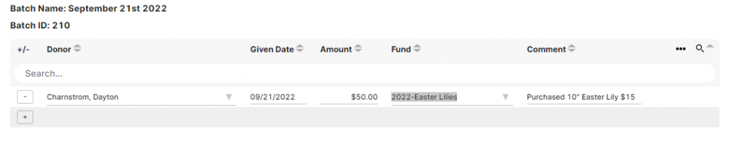 Screen image shows the memo field that should be entered for this type of donation. Screen image shows the memo field that should be entered for this type of donation.