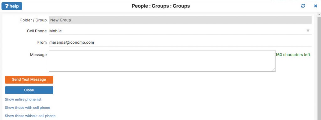 manage group screen