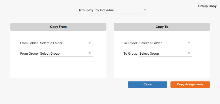 The user interface of the copy function for small groups. The user interface of the copy function for small groups.