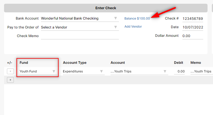 Writing Check from Correct Fund Writing Check from Correct Fund