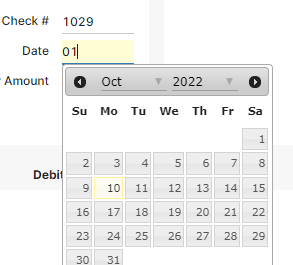 screen capture of the date field screen capture of the date field