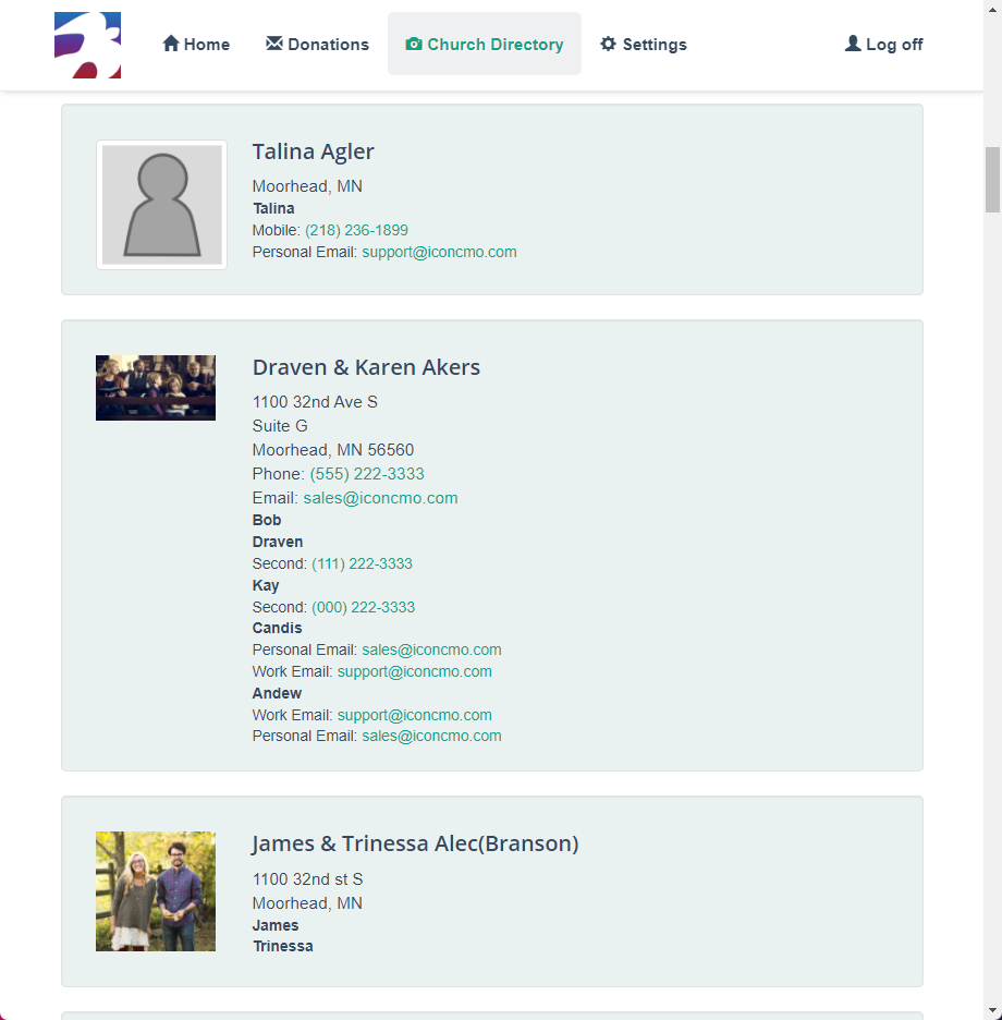 Church directory in member portal Church directory in member portal